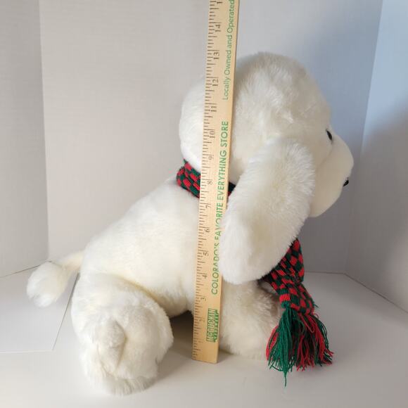 Cuddly Messengers Christmas Dog Plush Stuffed Animal 14" White Puppy Holiday - Picture 6 of 16